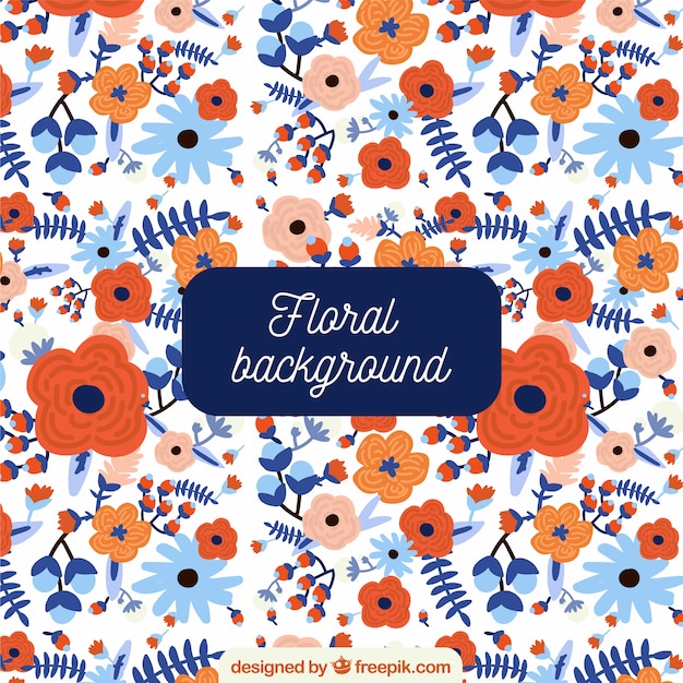 Colorful background with flat flowers