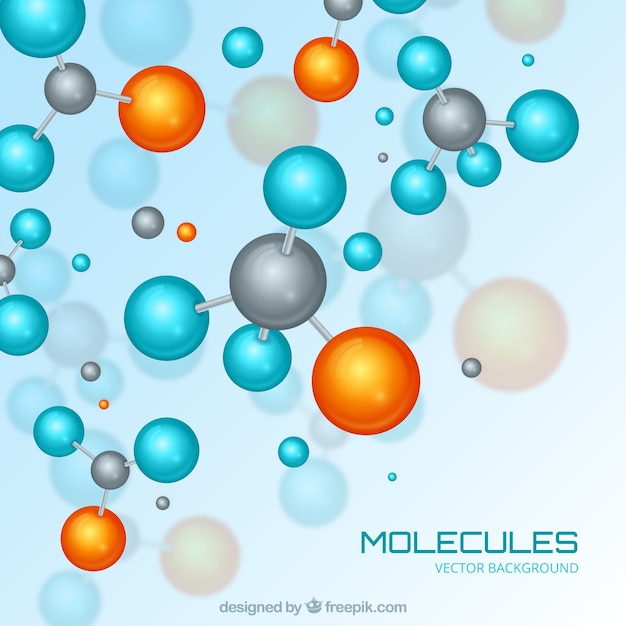 Colorful background with realistic molecules