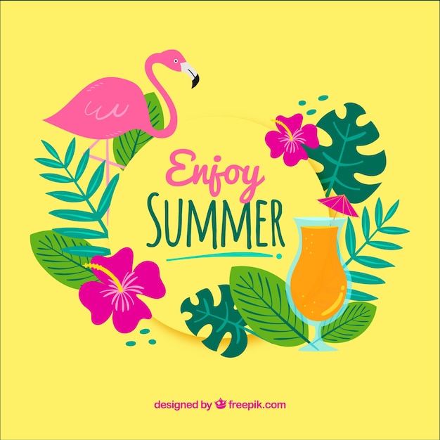 Colorful background with summer elements