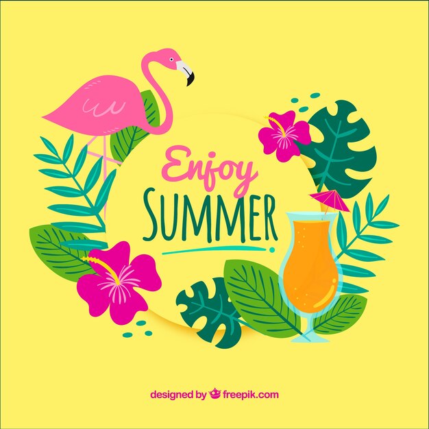 Colorful background with summer elements