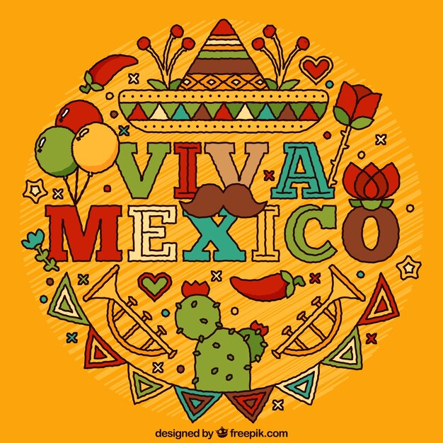 Colorful background with traditional mexico elements