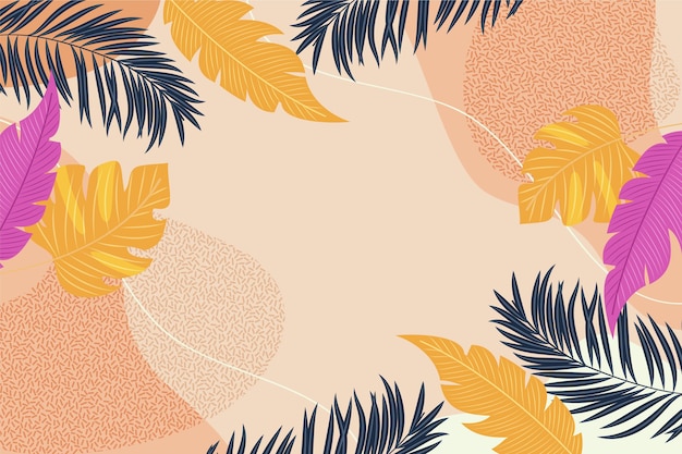 Free vector colorful background with tropical leaves