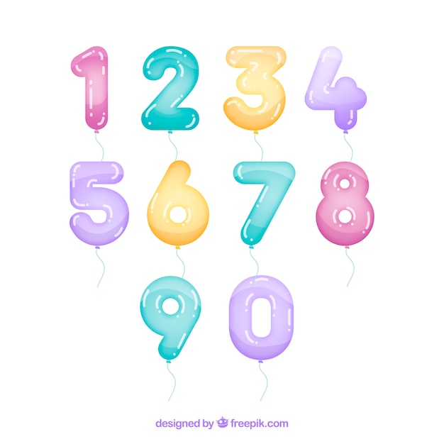 Free vector colorful balloon number collection