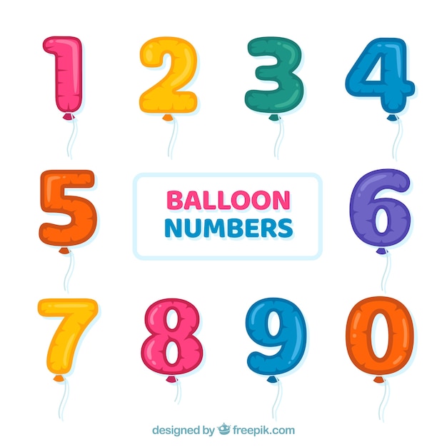 Raccolta di numeri di palloncini colorati