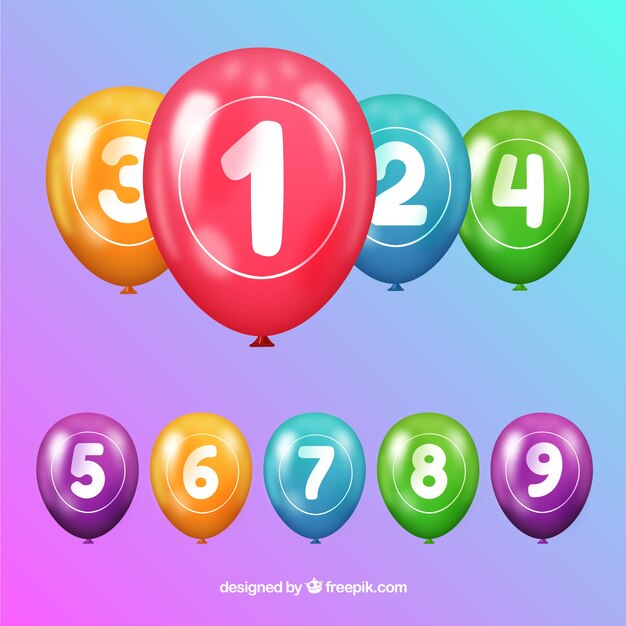 Colorful balloon number collection