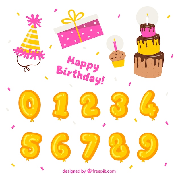 Free vector colorful balloon number collection