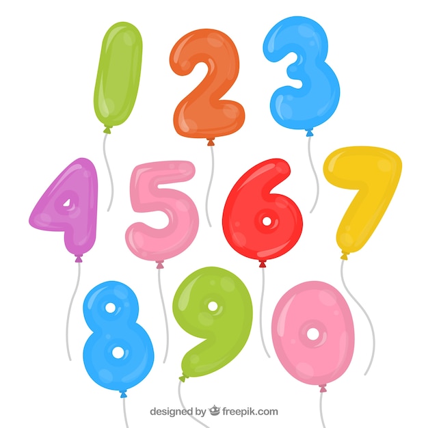 Free vector colorful balloon number collection