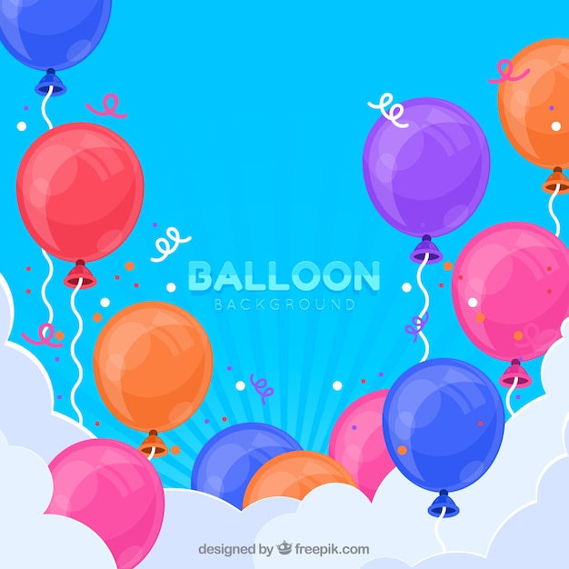 Free vector colorful balloons background in the sky