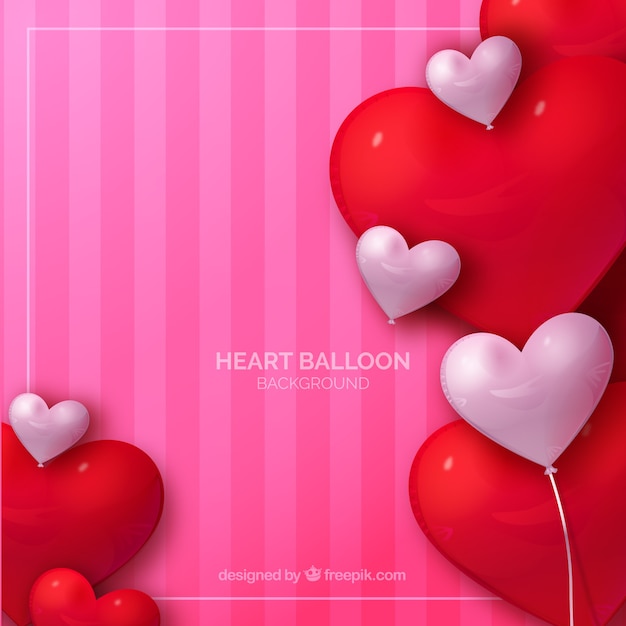 Colorful balloons background with heart shape in realistic style