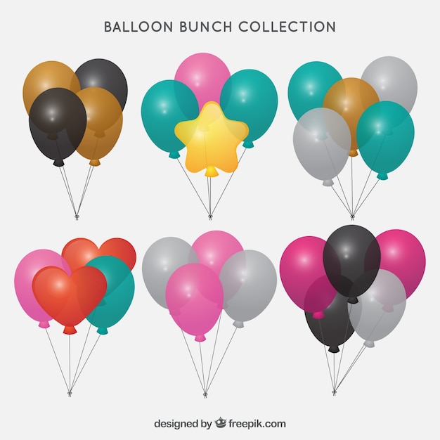 Colorful balloons bunch collection in 2d style