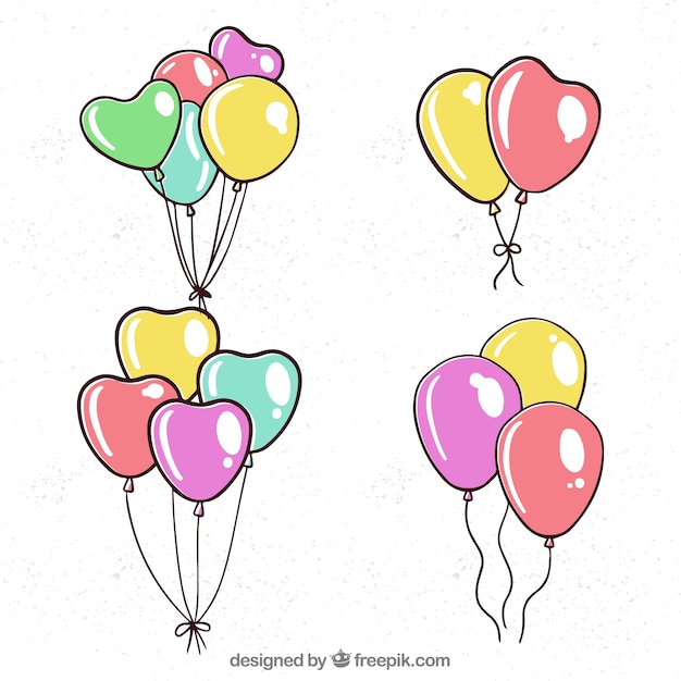 Free vector colorful balloons bunch collection in 2d style