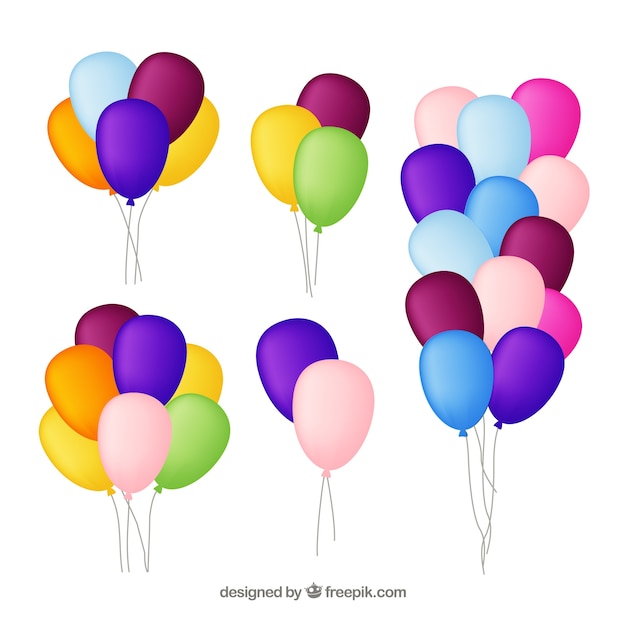 Free vector colorful balloons bunch collection in 2d style