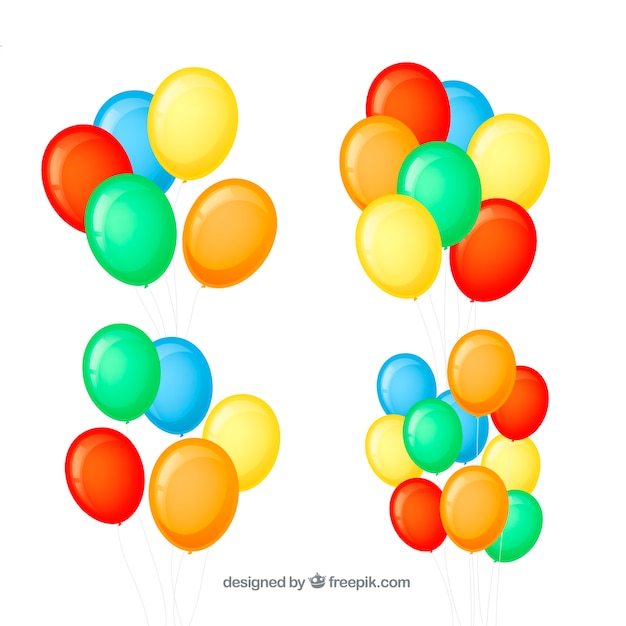 Free vector colorful balloons bunch collection in 2d style