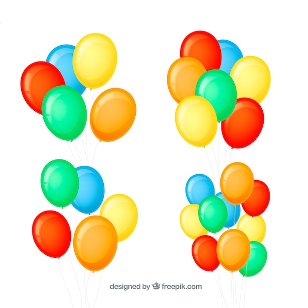 Colorful balloons bunch collection in 2d style