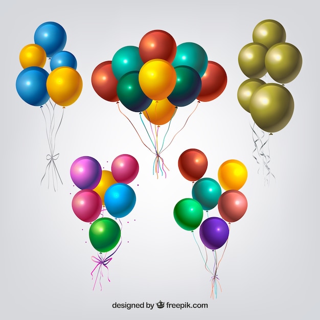 Colorful balloons bunch collection in realistic style