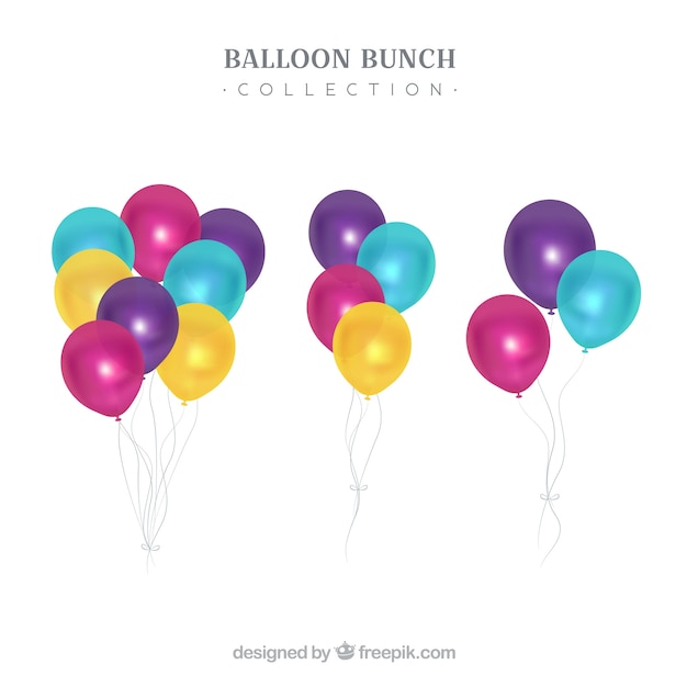 Raccolta di mazzo di palloncini colorati in stile realistico