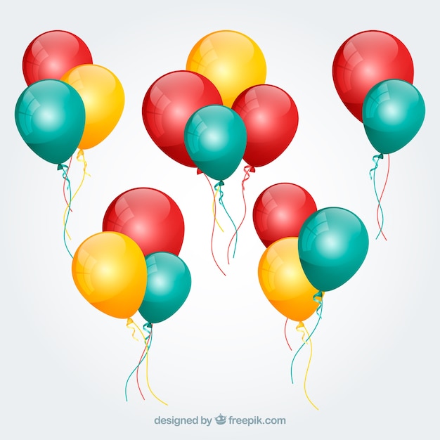 Colorful balloons bunch collection in realistic style
