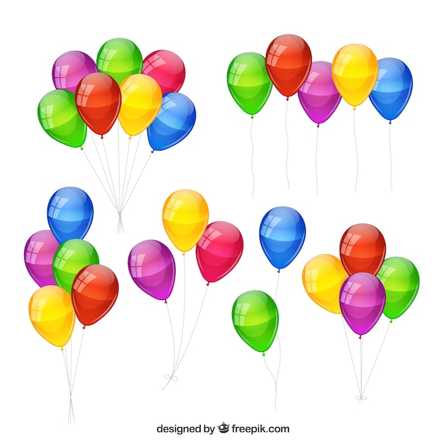 Free vector colorful balloons bunch collection in realistic style