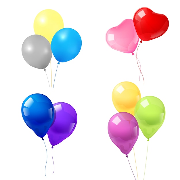 Colorful balloons icons composition