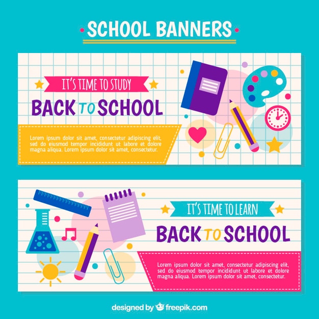 Colorful banners of back to school