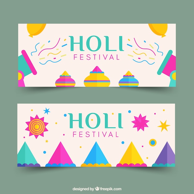 Colorful banners of holi festival