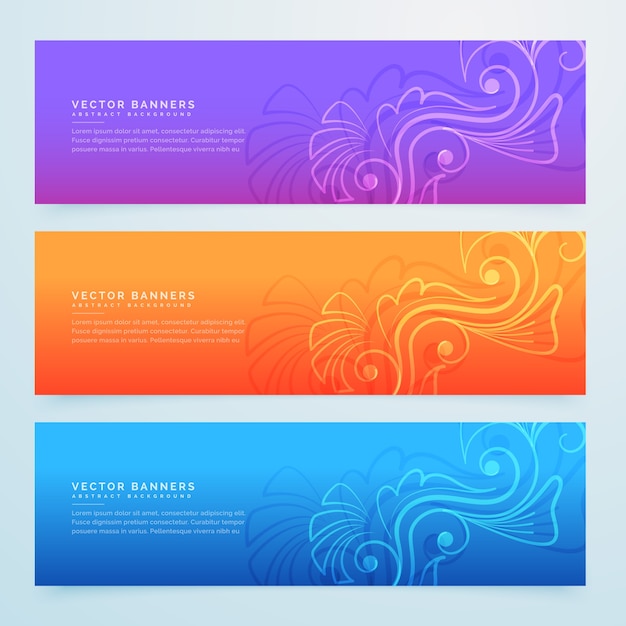 Colorful banners with abstract ornaments