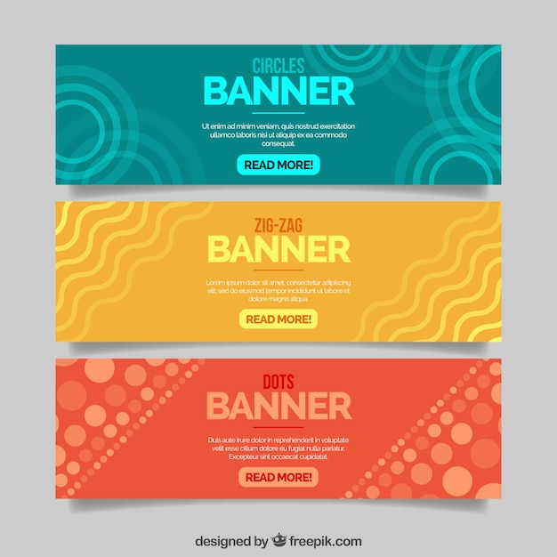 Free vector colorful banners with abstract shapes