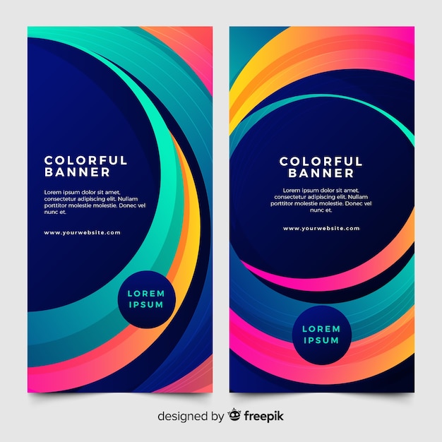Colorful banners with abstract shapes