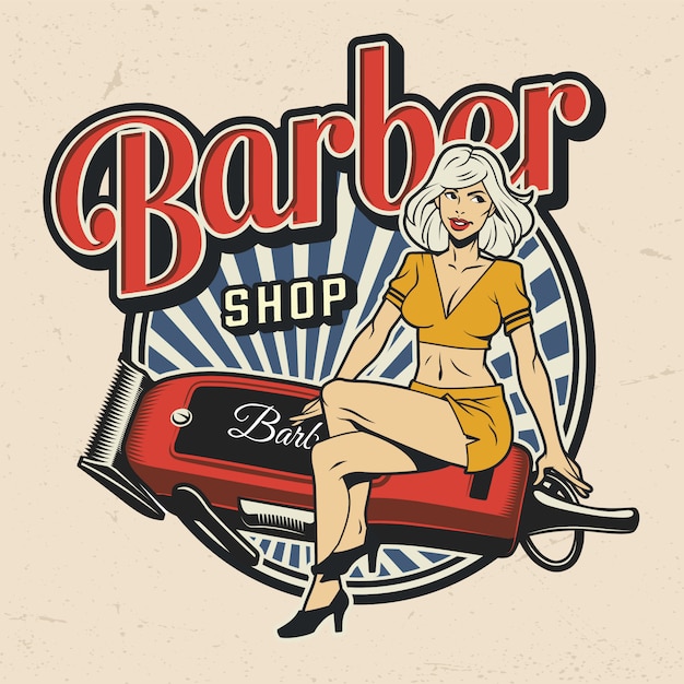 Colorful barbershop label