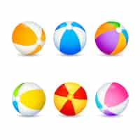 Free vector colorful beach ball set