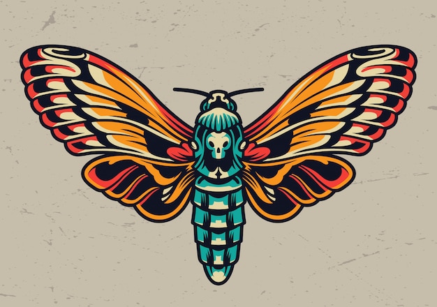 Бесплатное векторное изображение Красочная красивая бабочка в винтажном стиле