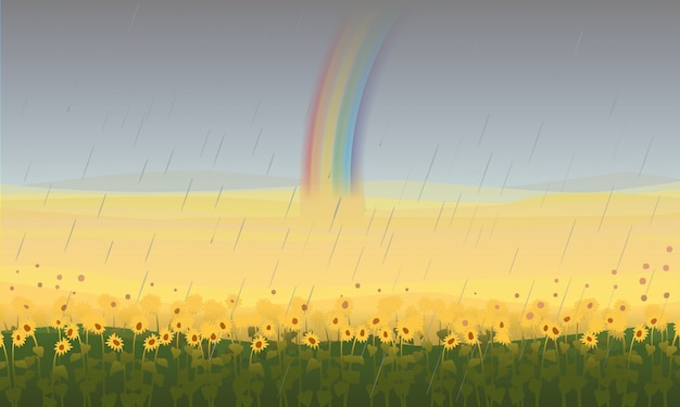 Бесплатное векторное изображение Красочный красивый полевой пейзаж