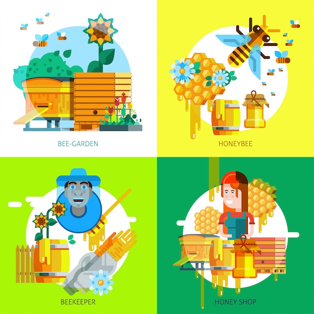 Free vector colorful beekeeping concept