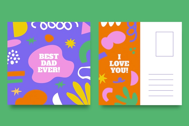 Colorful best dad postcard