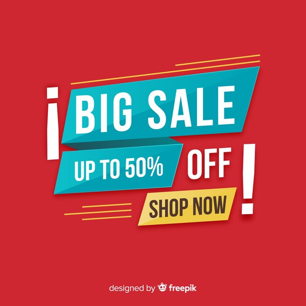 Colorful big sale composition with flat design