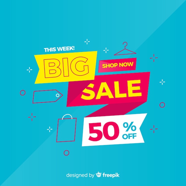 Colorful big sale composition with flat design