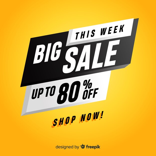 Colorful big sale composition with flat design