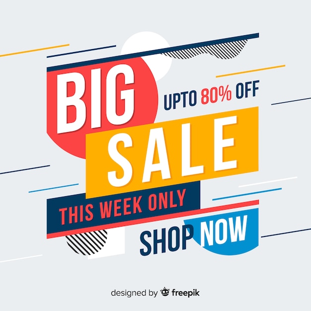 Colorful big sale composition with flat design