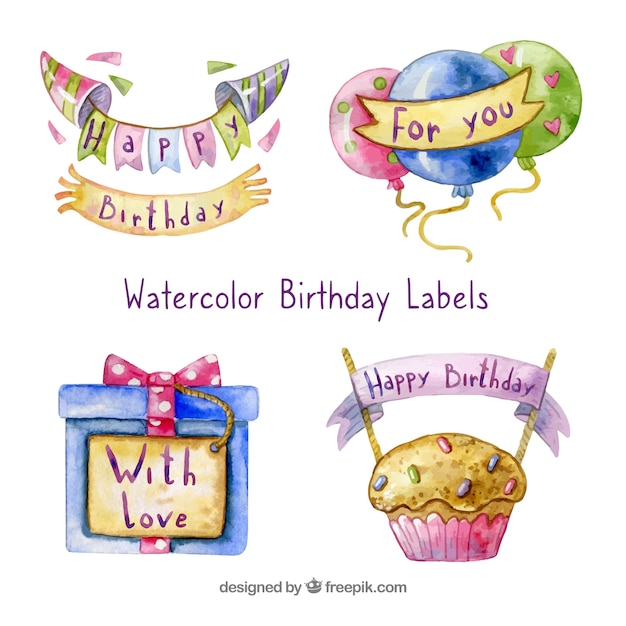 Free vector colorful birthday composition with lovely style