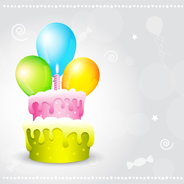 Colorful birthday design with cake