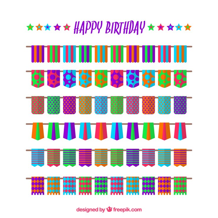 Free Vector colorful birthday garlands