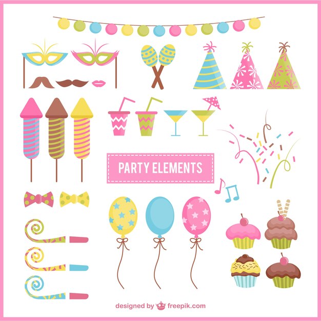 Colorful birthday party elements