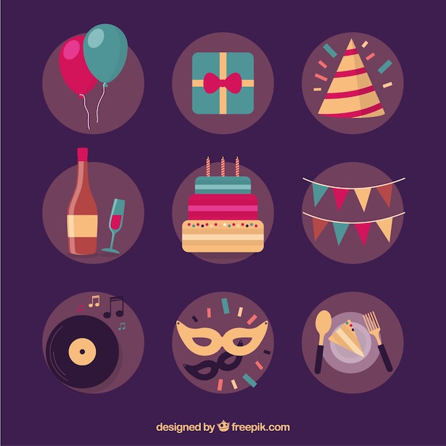 Vector Templates: Free Download of Colorful Birthday Party Elements