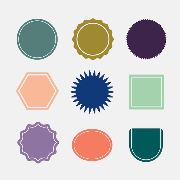 Colorful blank badges set vector in retro style