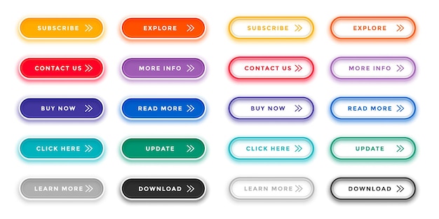 Colorful and blank web button icon element in collection