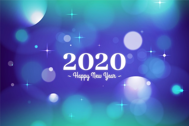 カラフルなぼやけた新年2020年の背景