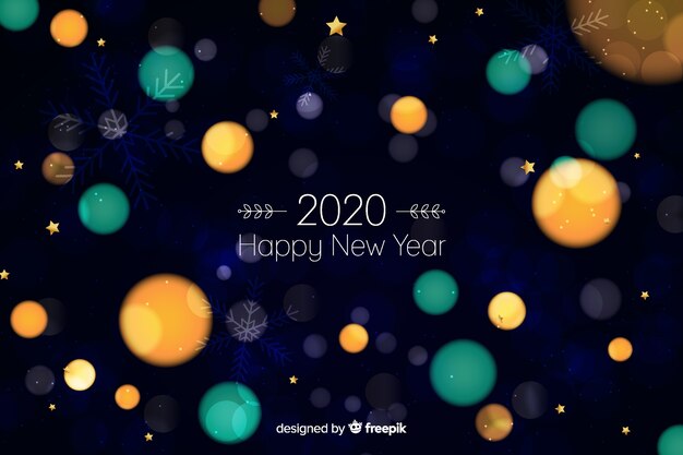 カラフルなぼやけた新年2020