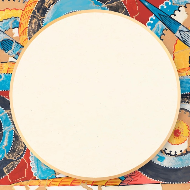 Бесплатное векторное изображение Красочная богемная винтажная рамка-орнамент