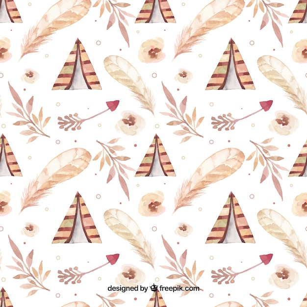 Free vector colorful boho pattern with watercolor elements