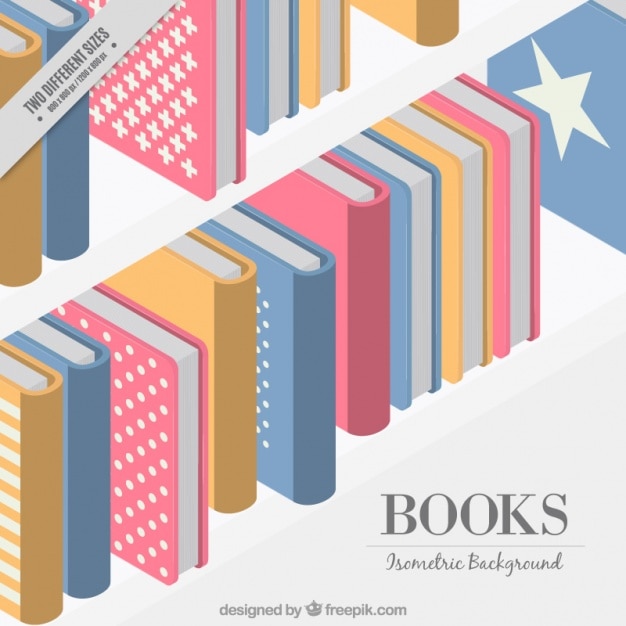 Free vector colorful book background on a shelf